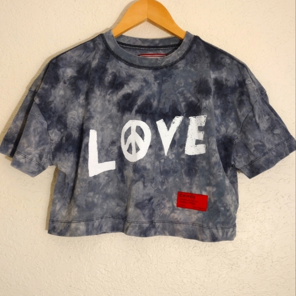CHNGE Tie Dye Love Cropped T-shirt - Picture 1 of 7